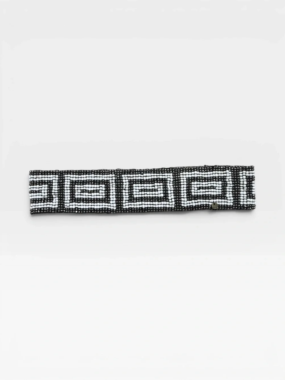 Anthropologie Cocobelle Stretch Glass‎ Bead Belt Ivory & Gunmetal 28